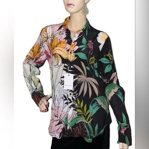 $328 Robert Graham Gabriela Botanical Silk Button Down Shirt New NWT L